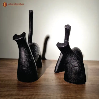 Elegant Cat Sculpture Pair