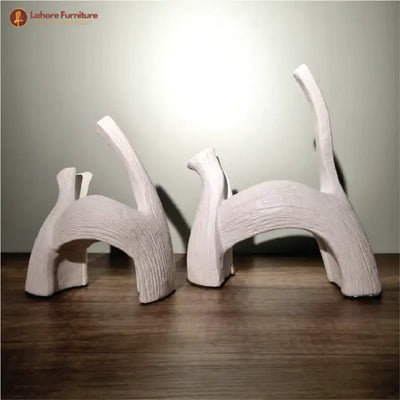 Elegant Cat Sculpture Pair