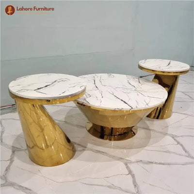 Fancy Round Center Table 3 Piece Set