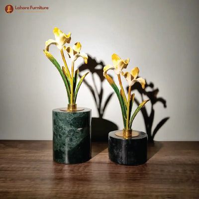 Beautiful Large Green Marble Base Flower