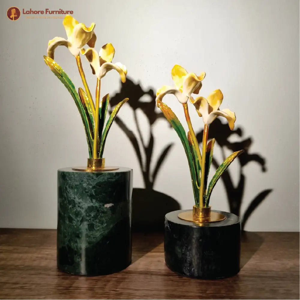 Small Green Marble Base Flower