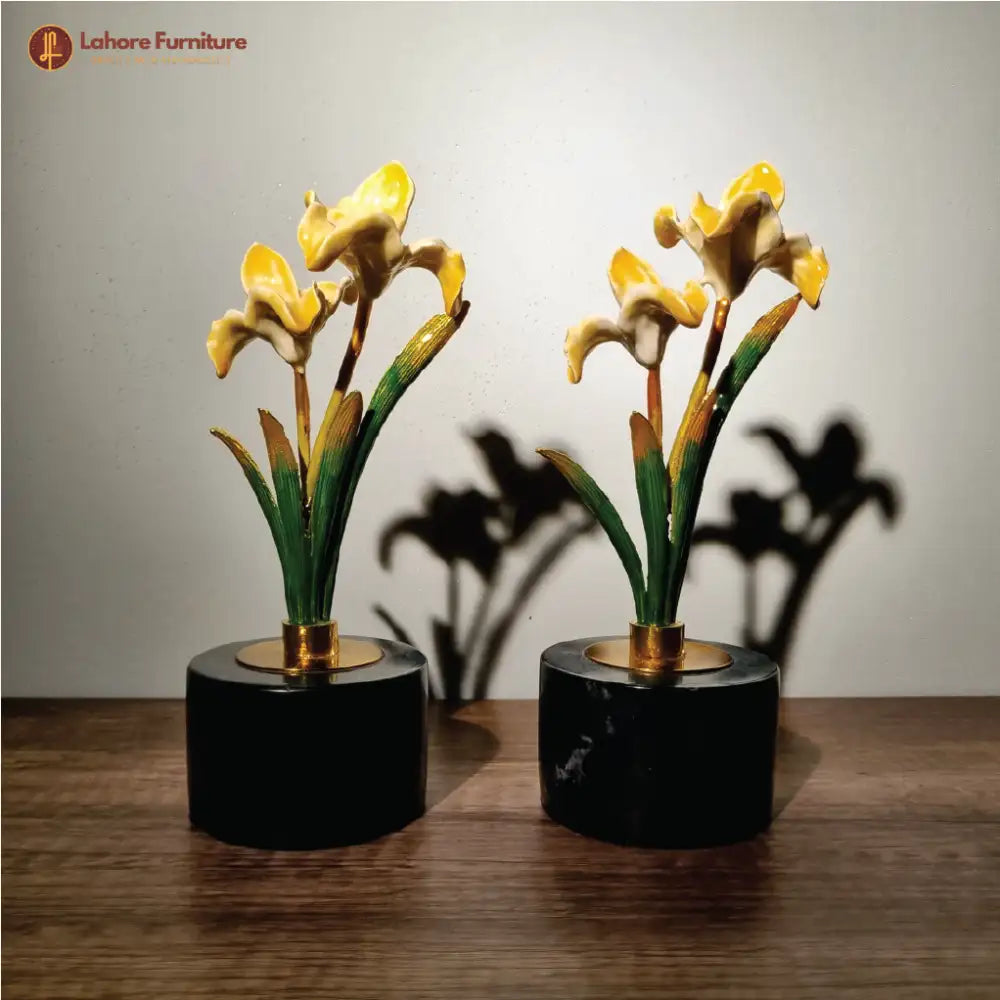 Small Green Marble Base Flower
