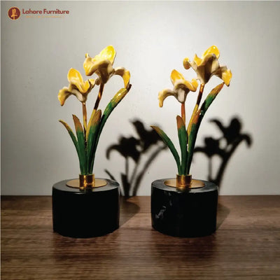 Small Green Marble Base Flower
