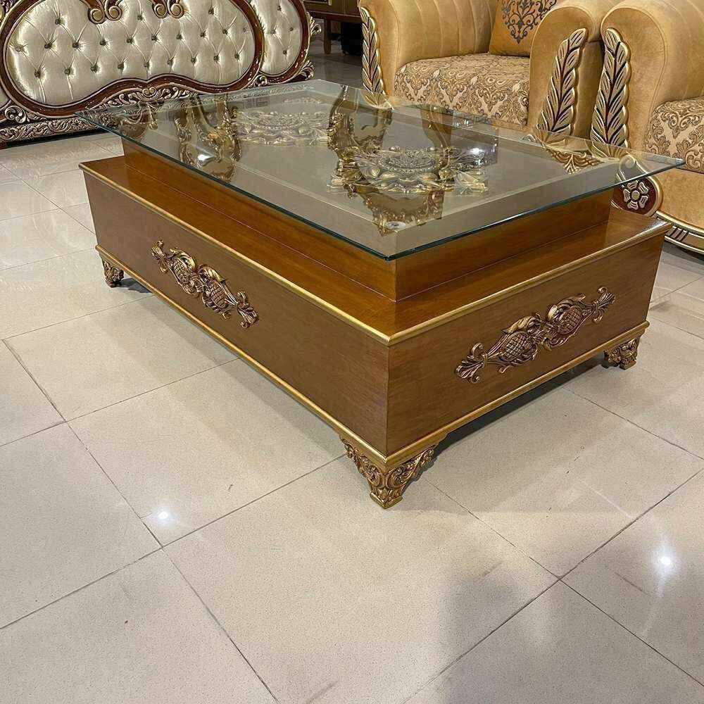 Top Glass Wooden Center Table # CT55