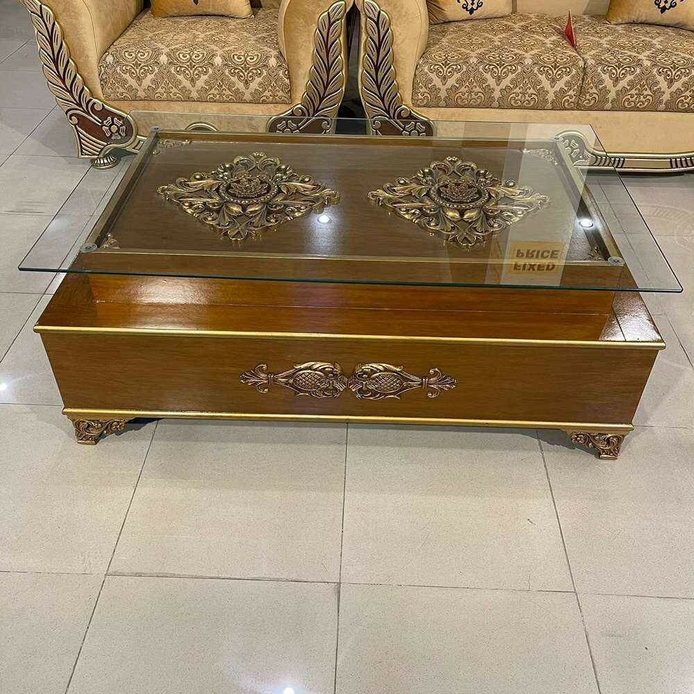 Top Glass Wooden Center Table # CT55