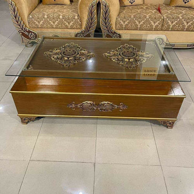 Top Glass Wooden Center Table # CT55
