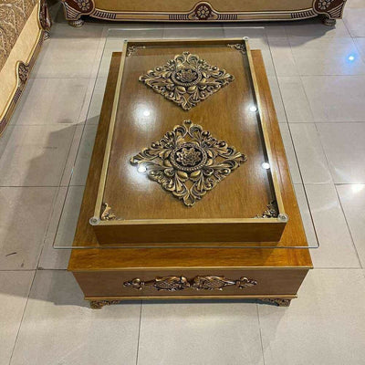 Top Glass Wooden Center Table # CT55
