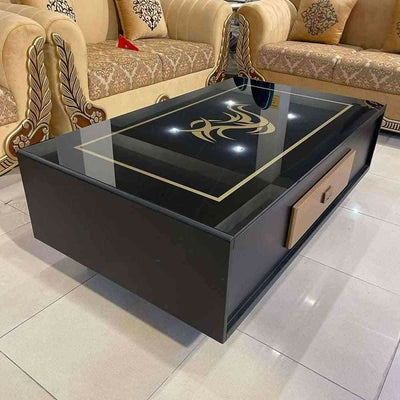 Modern Full Black Center Table with Top Design