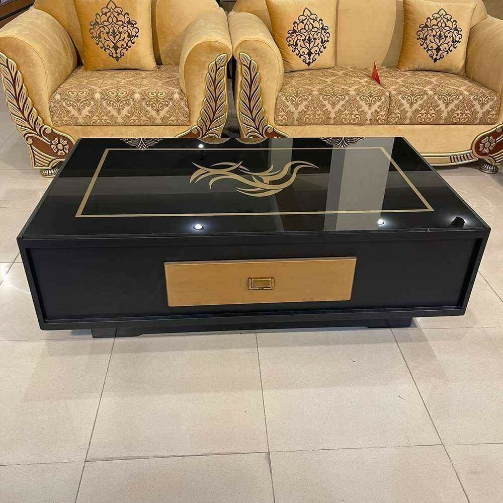 Modern Full Black Center Table with Top Design