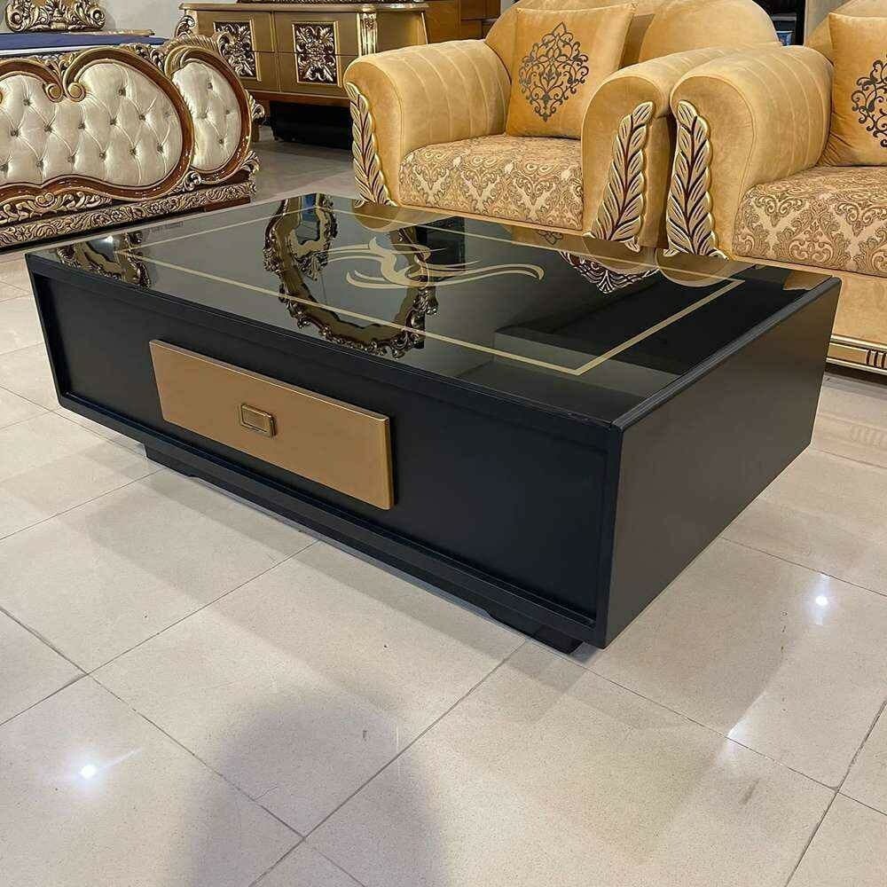 Modern Full Black Center Table with Top Design