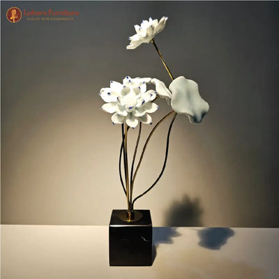 Decorative Accent Marble Base Ceramic Flower
