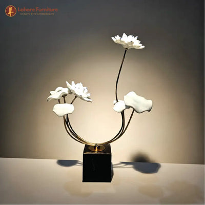 Decorative Accent Marble Base Ceramic Flower