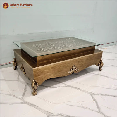 Top Glass Wooden Center Table # CT55