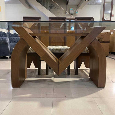 Fancy 6 Chairs Wooden Dining Table