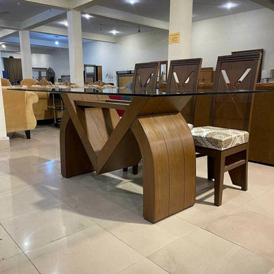 Fancy 6 Chairs Wooden Dining Table