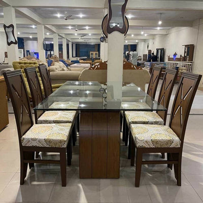 Fancy 6 Chairs Wooden Dining Table