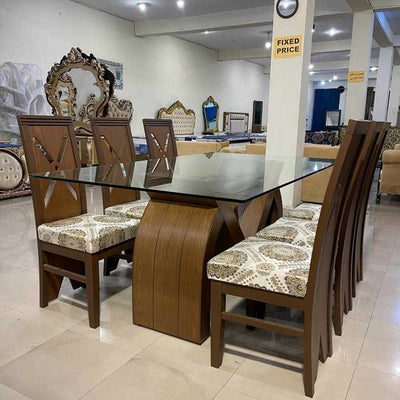 Fancy 6 Chairs Wooden Dining Table